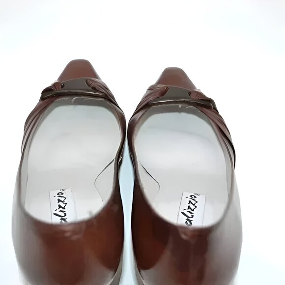 Palizzio Spanish Brown-Burgundy Leather Structured Twist Cone Pumps Heels 9 - Picture 11 of 13